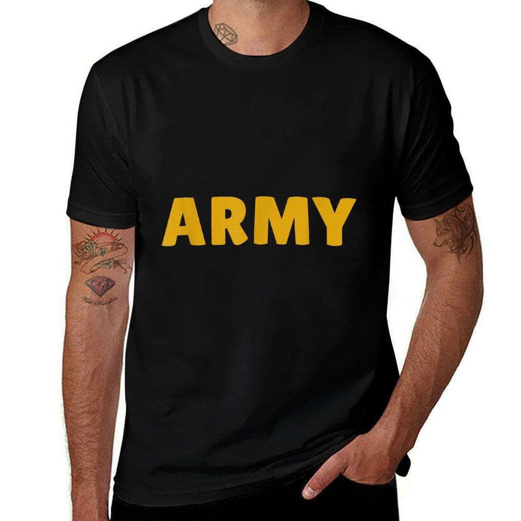 Army - Bold Military Yellow Text, Tactical Style  Affordable Price T-Shirt