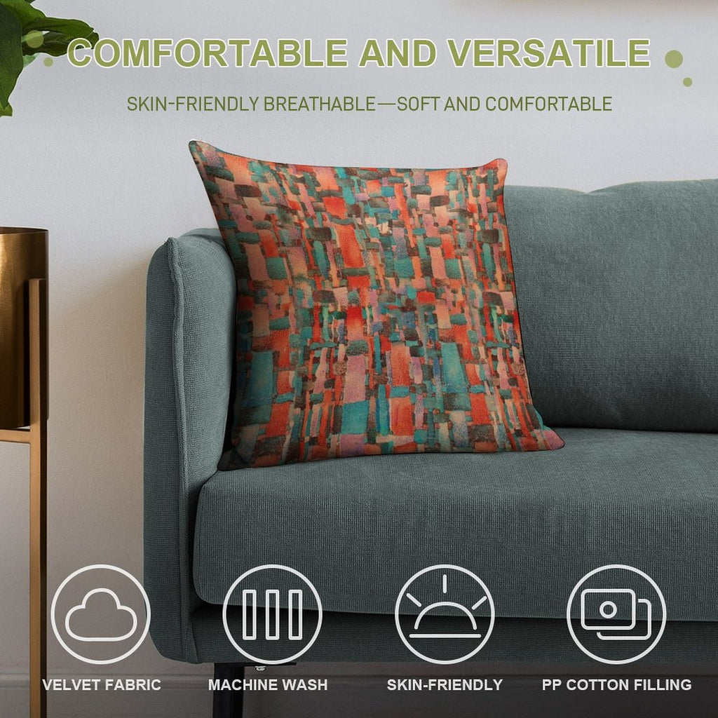 Abstract  Coral And Aqua Soft Skin-Friendly Throw Pillow