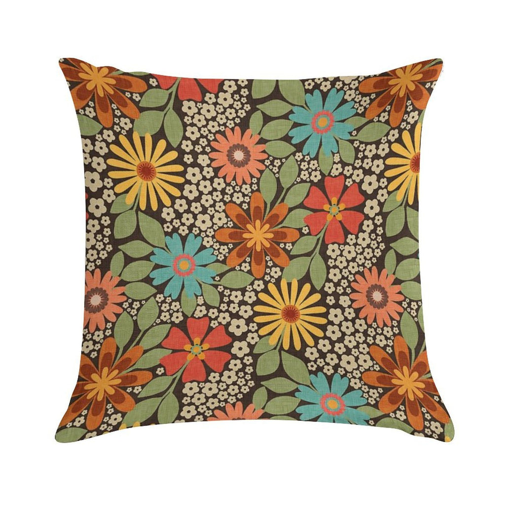 70s Retro Florals Soft Multiple Sizes Throw Pillow