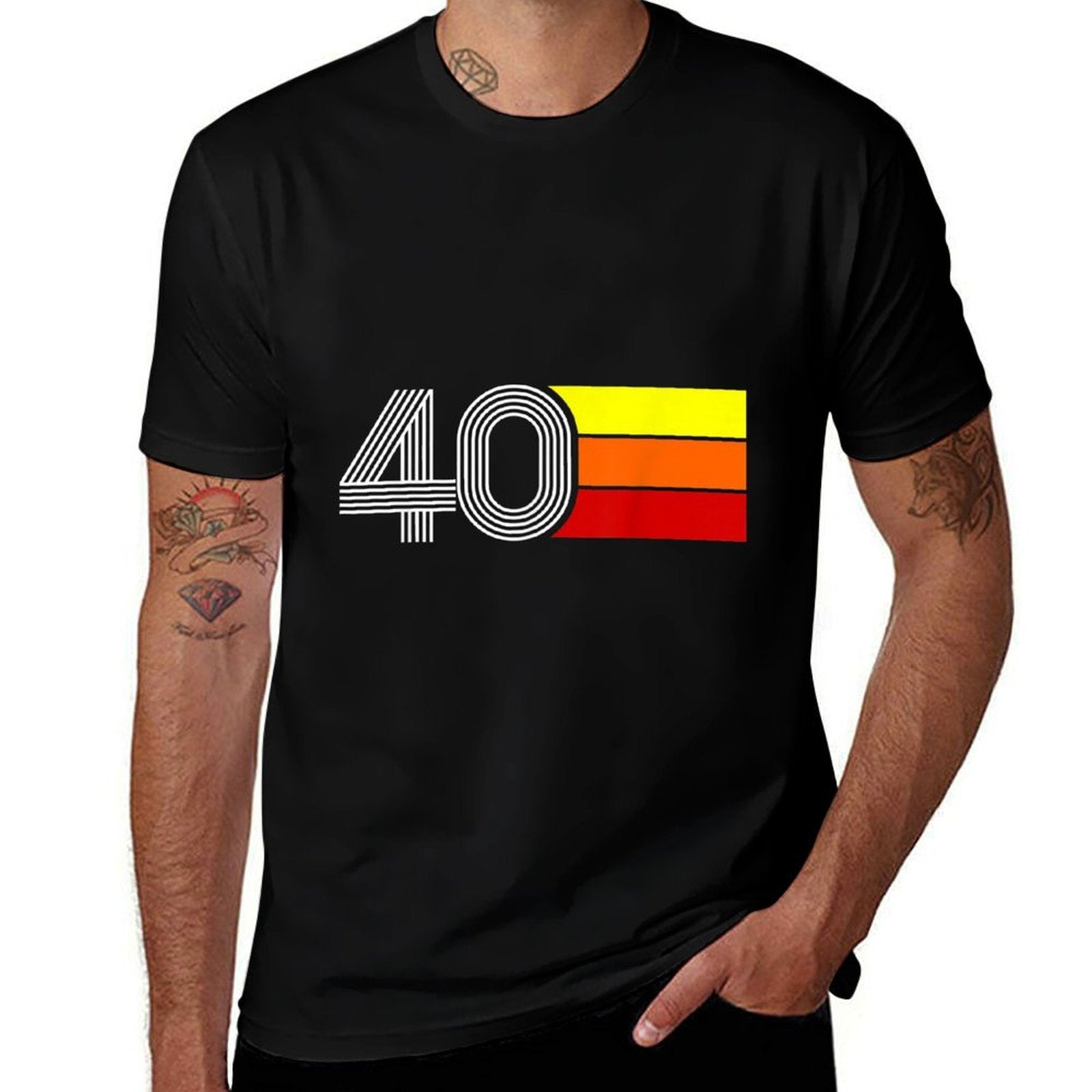 40th Birthday Gift for Men Women  Rolled Sleeves T-Shirt