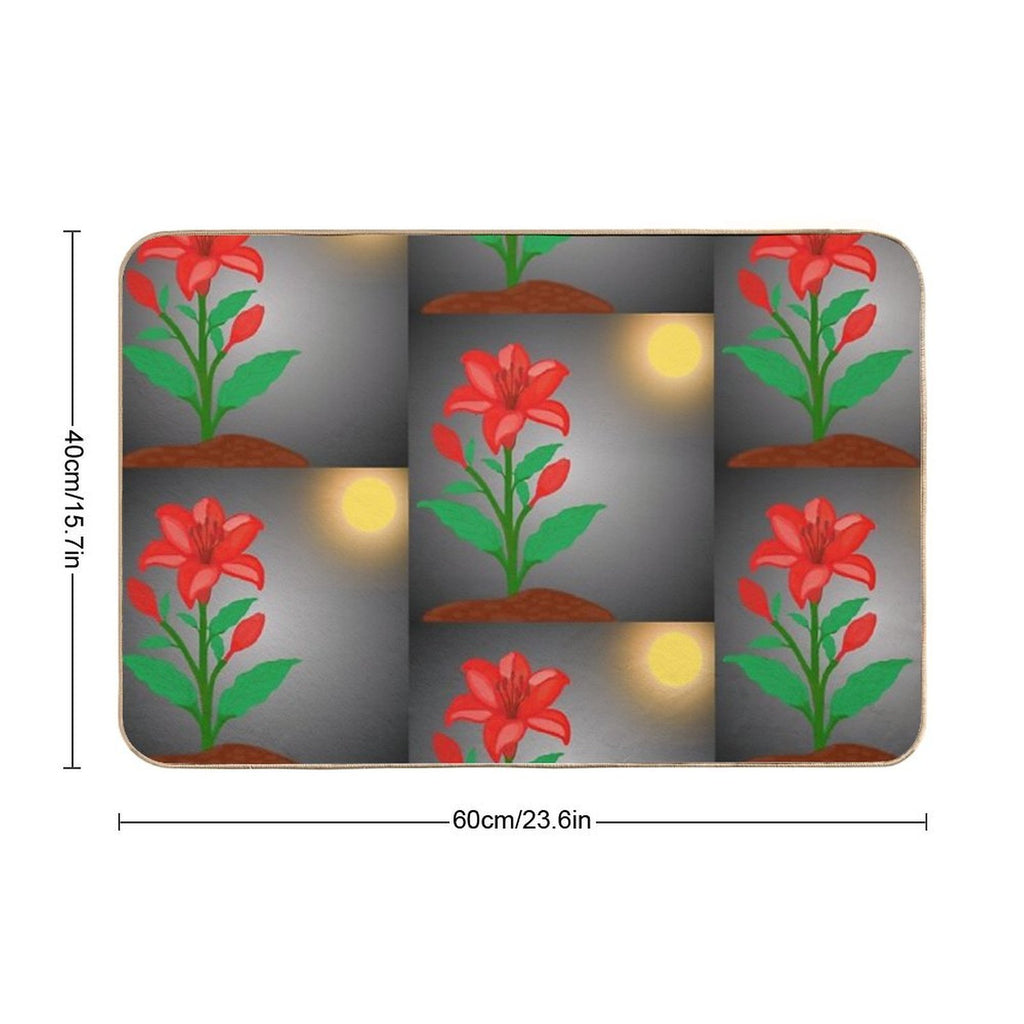 Red Flowers Under The Moonlight  High-Traffic Bath Mat