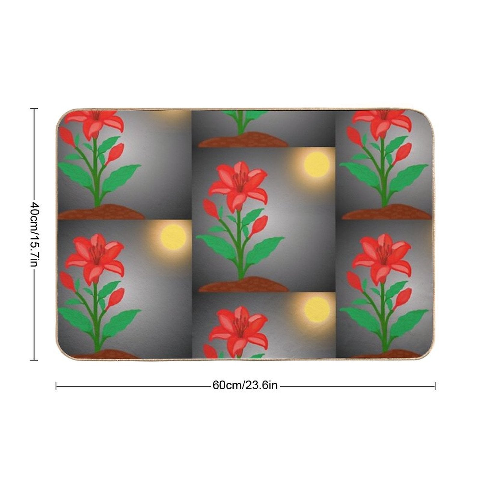 Red Flowers Under The Moonlight  High-Traffic Bath Mat