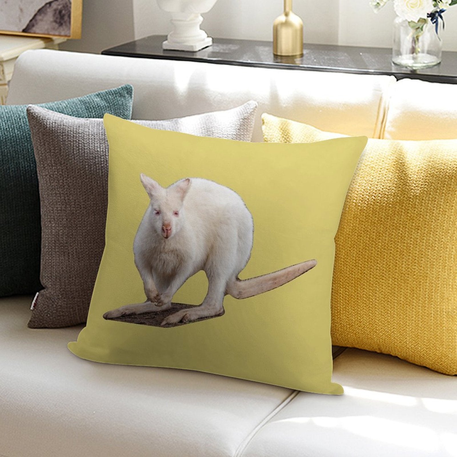 Albino Wallaby Soft Skin-Friendly Throw Pillow