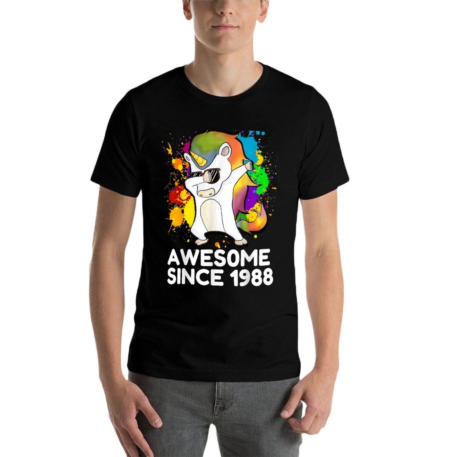 30th Birthday - Born in 1988 Dabbing Unicorn Men Women  Odor-resistant T-Shirt