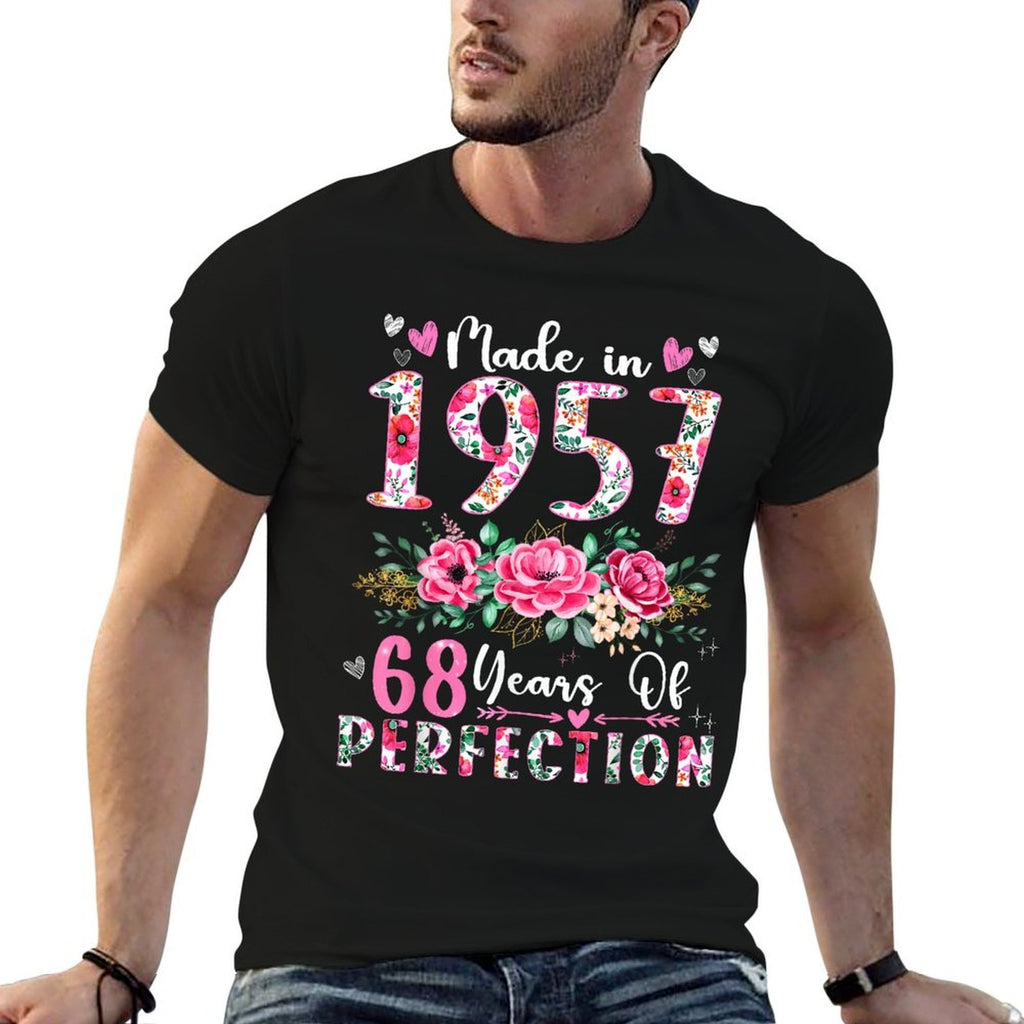 68 Year Old Made In 1957 Floral 68th Birthday Women  Eco-friendly Material T-Shirt