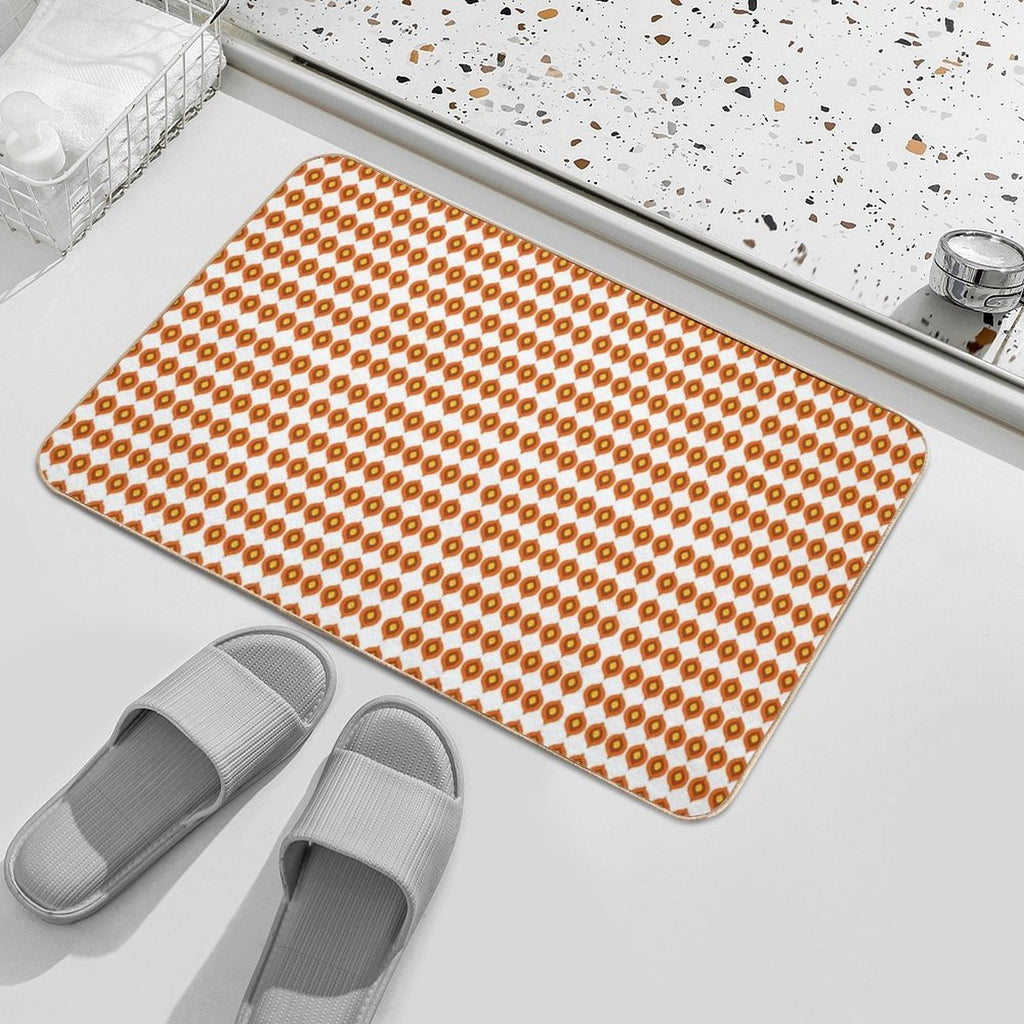 Retro 70s Mid-Century Mod Pattern – Burnt Orange Vibes  Repositionable Bath Mat