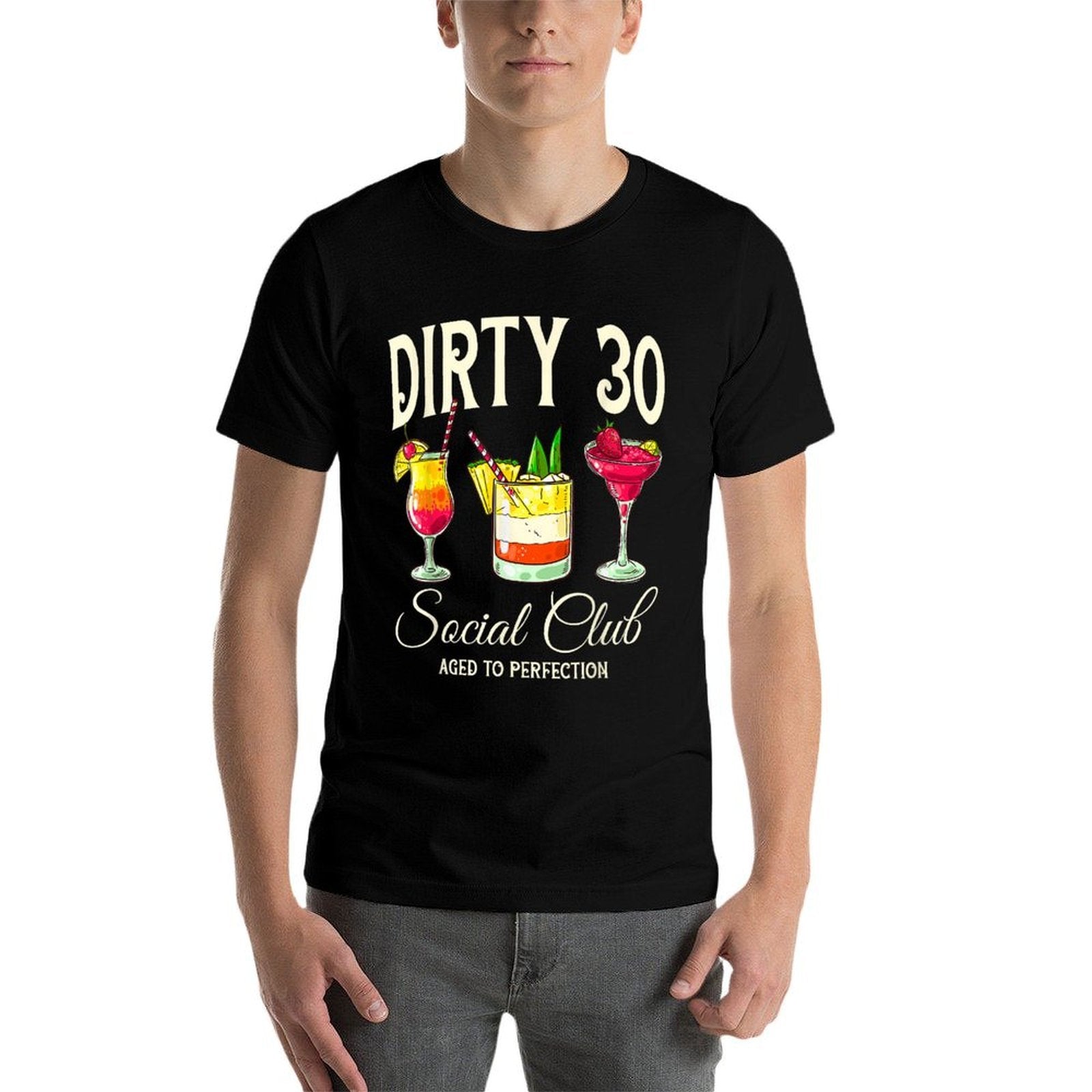 30th Birthday Her Dirty Thirty 30 Years Old Bday Party Group  Oversized Silhouette T-Shirt