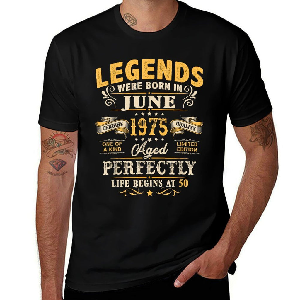 50 Year Old Vintage Made In June 1975 50th Birthday Gift Men  Summer-ready Fabric T-Shirt