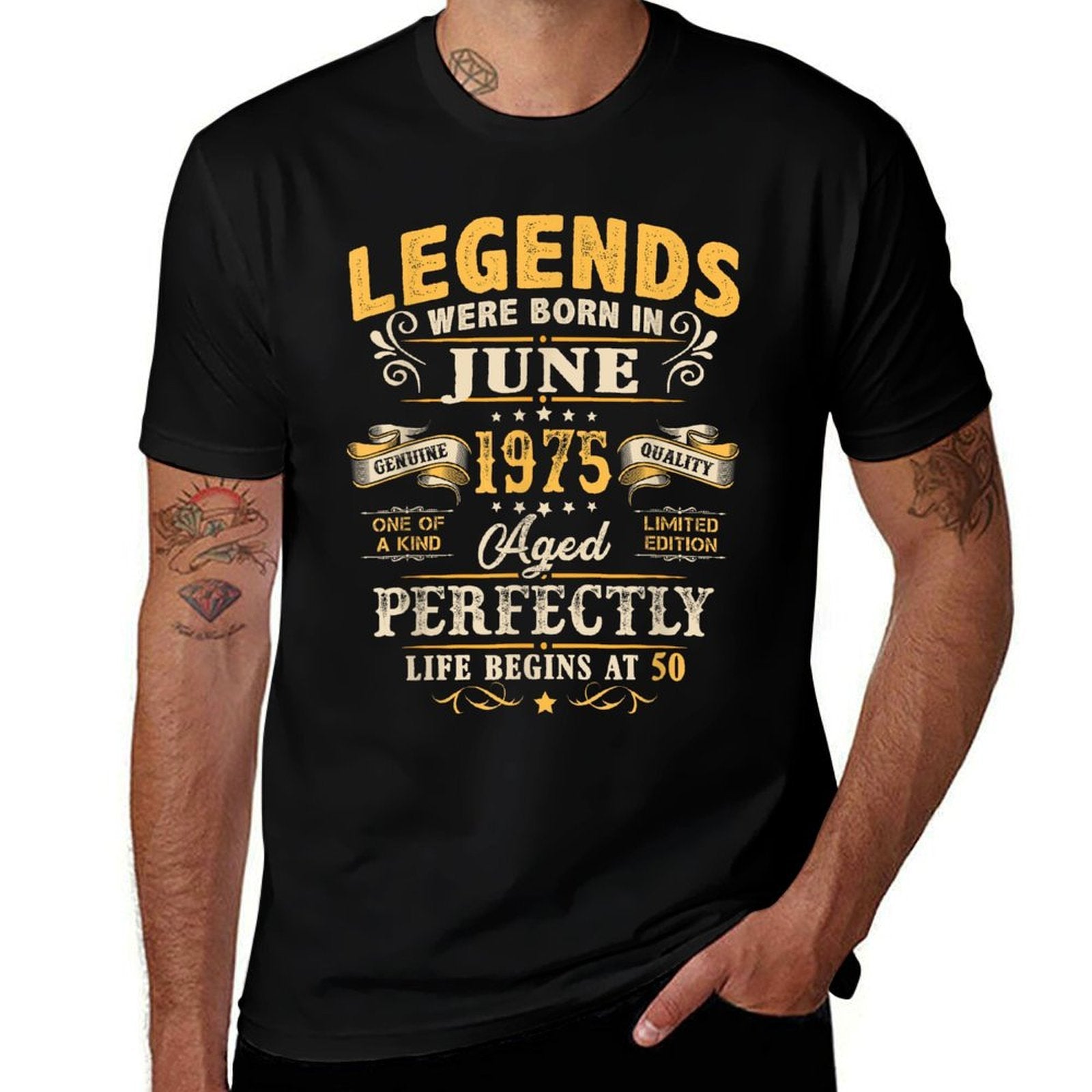 50 Year Old Vintage Made In June 1975 50th Birthday Gift Men  Summer-ready Fabric T-Shirt