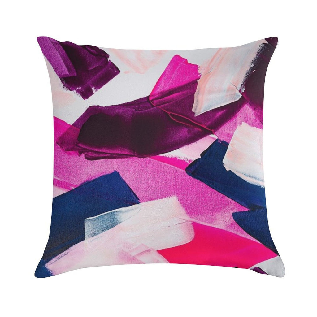 Abstract Art  -  Pink And Navy Soft Hidden Zipper Throw Pillow