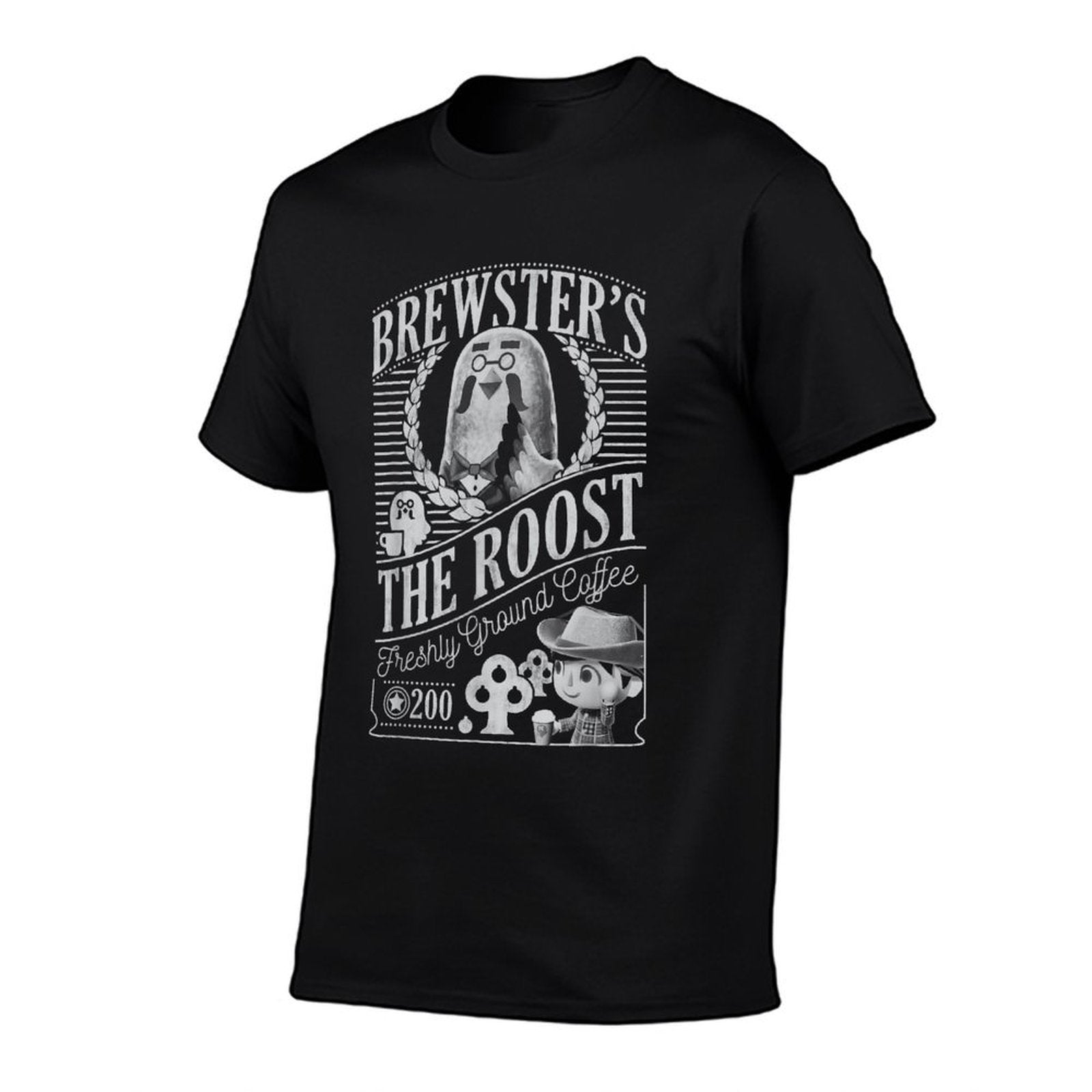 Animal Crossing Brewsters The Roost Graphic  Ribbed Collar T-Shirt