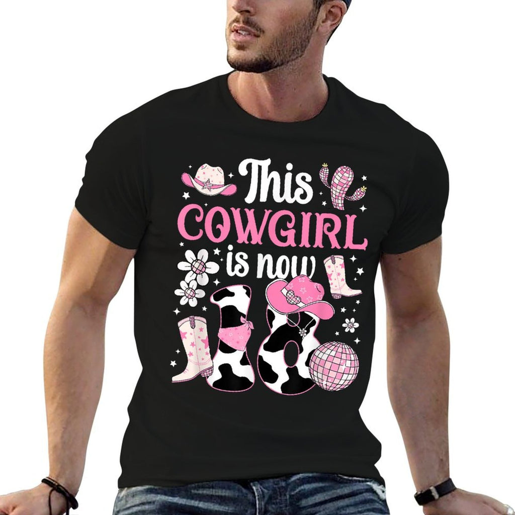 18th Birthday Cowgirl Eighteen Year Old Cow Girl Bday Party  Trendy Pattern T-Shirt