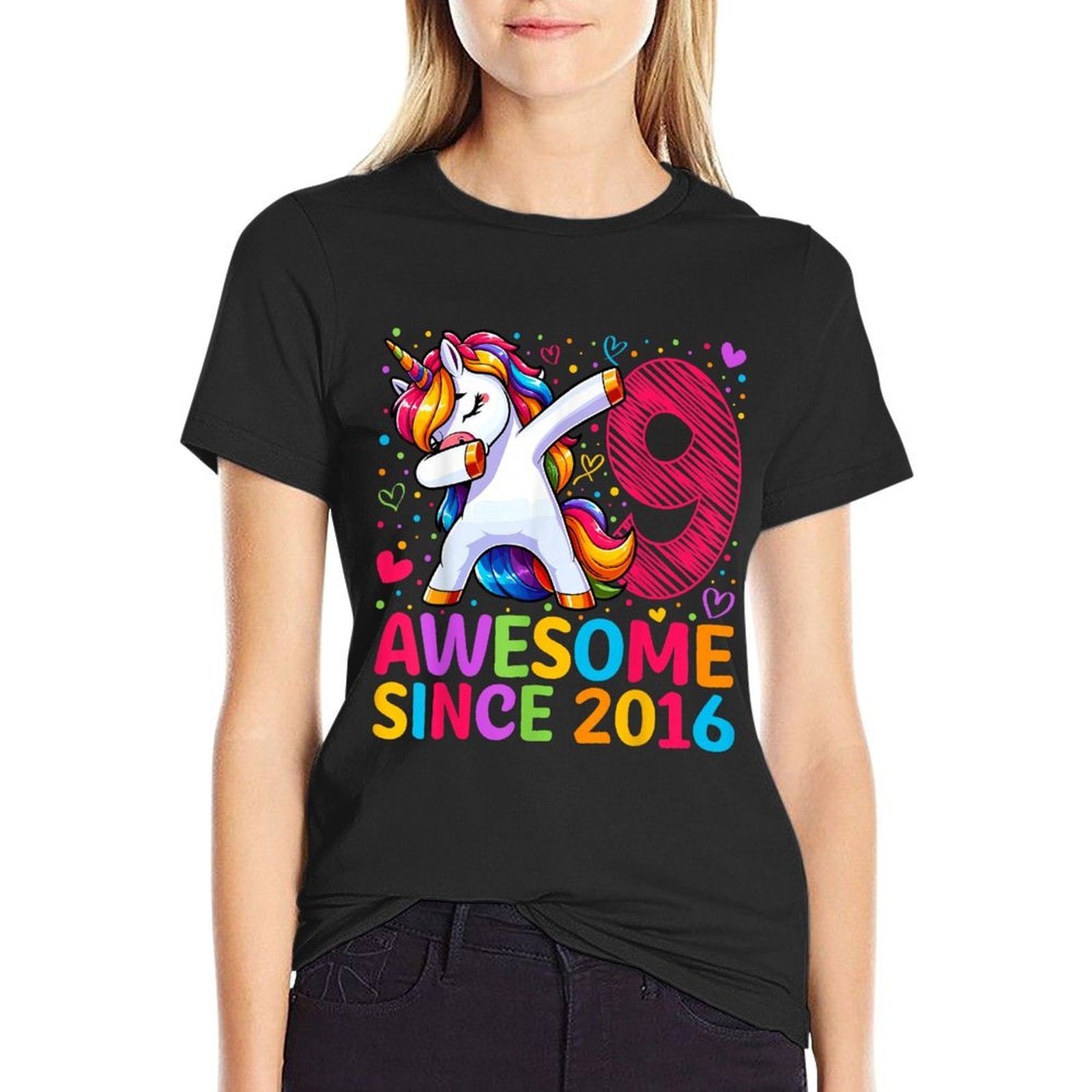9 Year Old Unicorn Dabbing 9th Birthday Girl Party  Soft T-Shirt