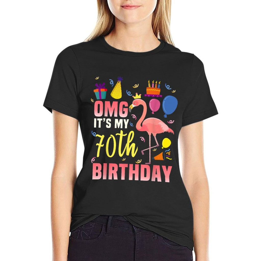 70 Year Old Women Men Gift Flamingo It's My 70th Birthday  Breathable T-Shirt