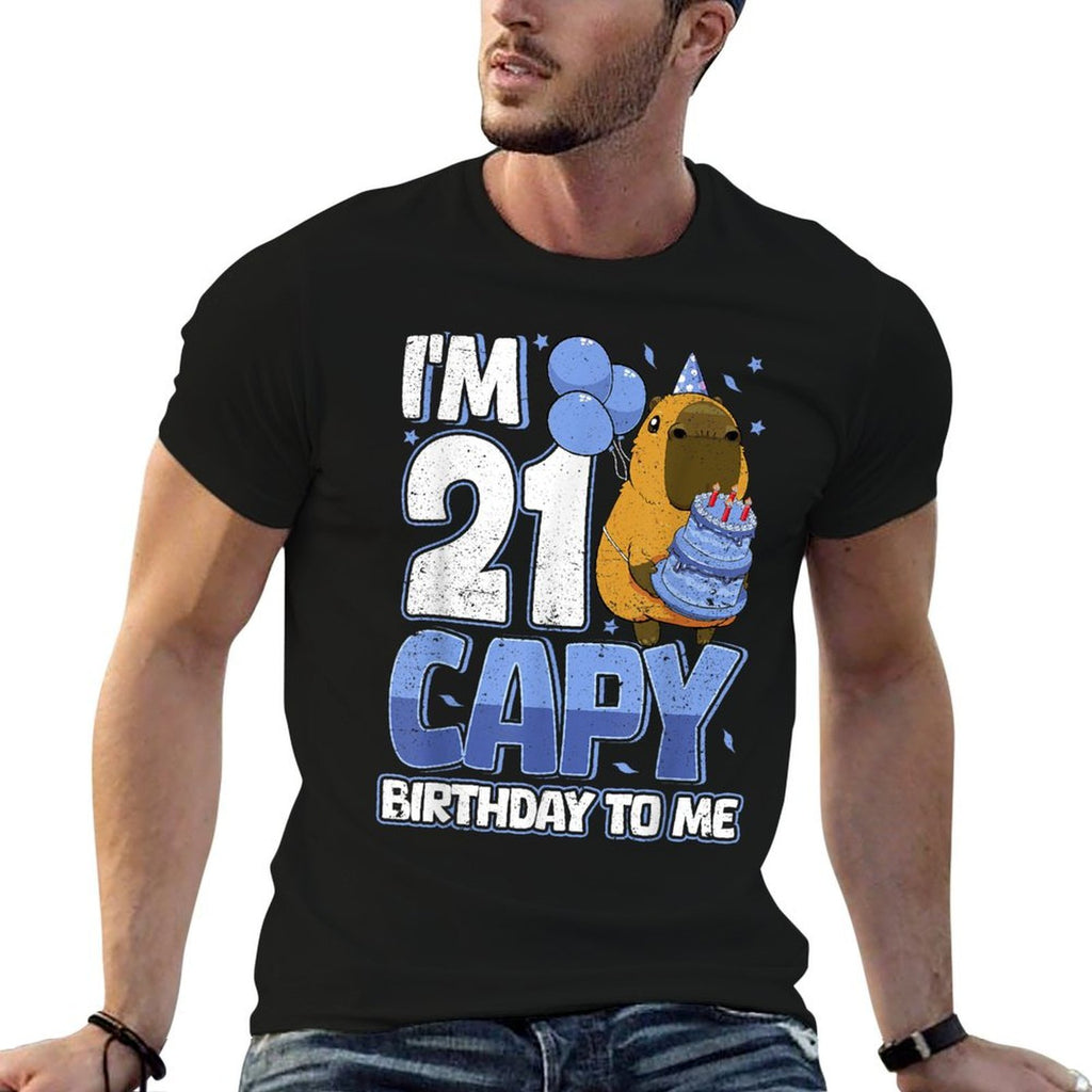 21 Years Capy Birthday to Me Boys 21st Birthday Capybara  Easy-care T-Shirt