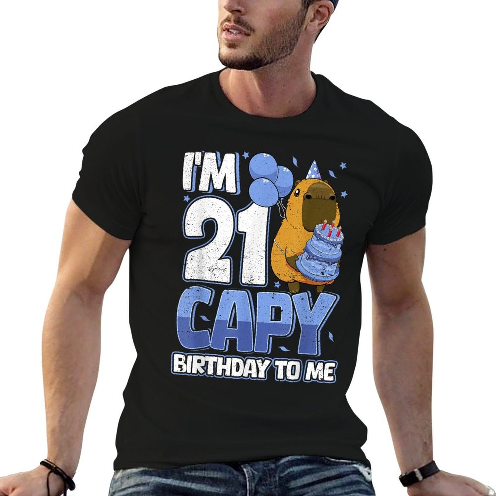 21 Years Capy Birthday to Me Boys 21st Birthday Capybara  Easy-care T-Shirt