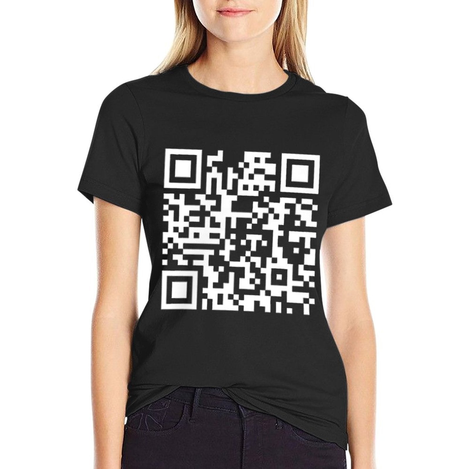 (2 SIDES) Funny QR Fck You Code Middle Finger Saying Quote  Fade-proof Color T-Shirt