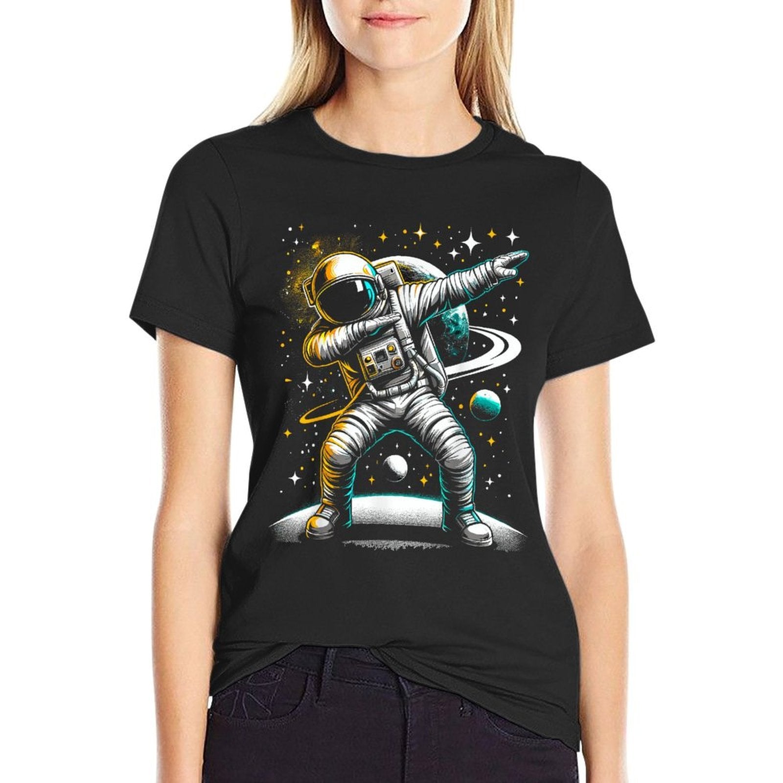 Astronaut Dabbing in Space Galaxy Adventure  Quick-drying T-Shirt
