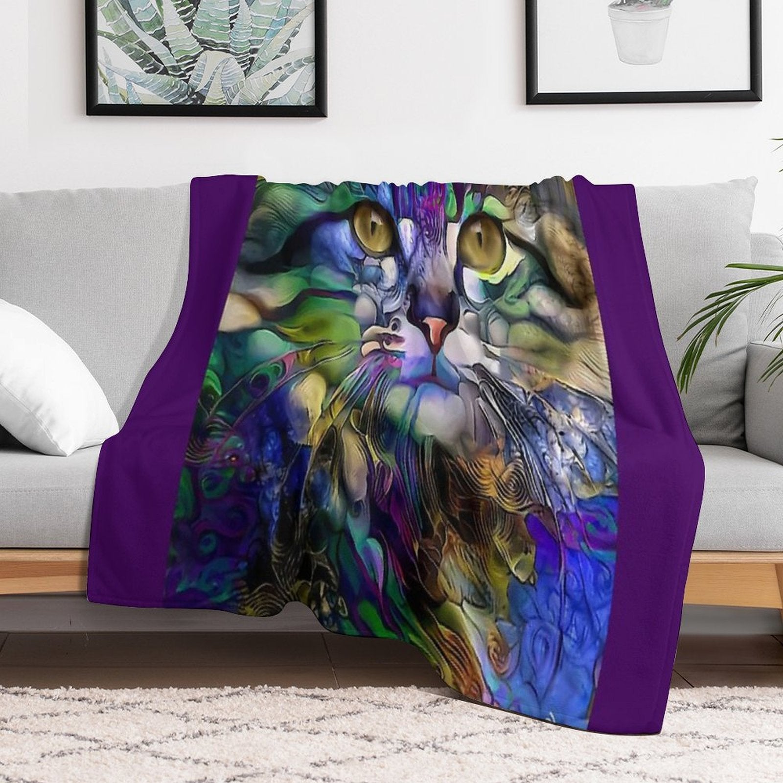 Arabelle, Cat, Chat, Cat, Lea Roche Paintings Quick-dry Throw Blanket