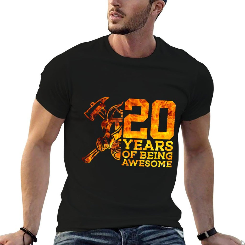 20 YEARS OF BEING AWESOME FIREFIGHTER 20TH BIRTHDAY  Soft T-Shirt
