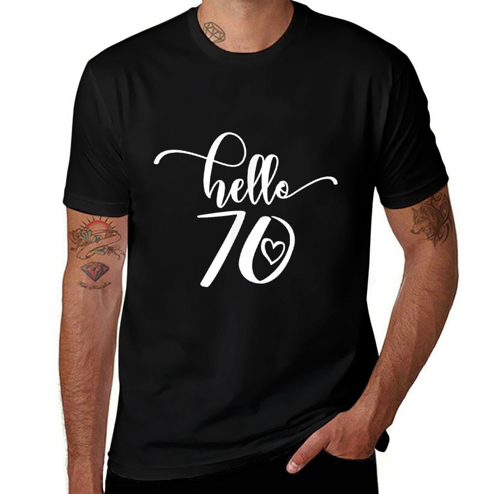 70th Birthday Ladies Hello 70 Years Old Cute  Trendy Pattern T-Shirt