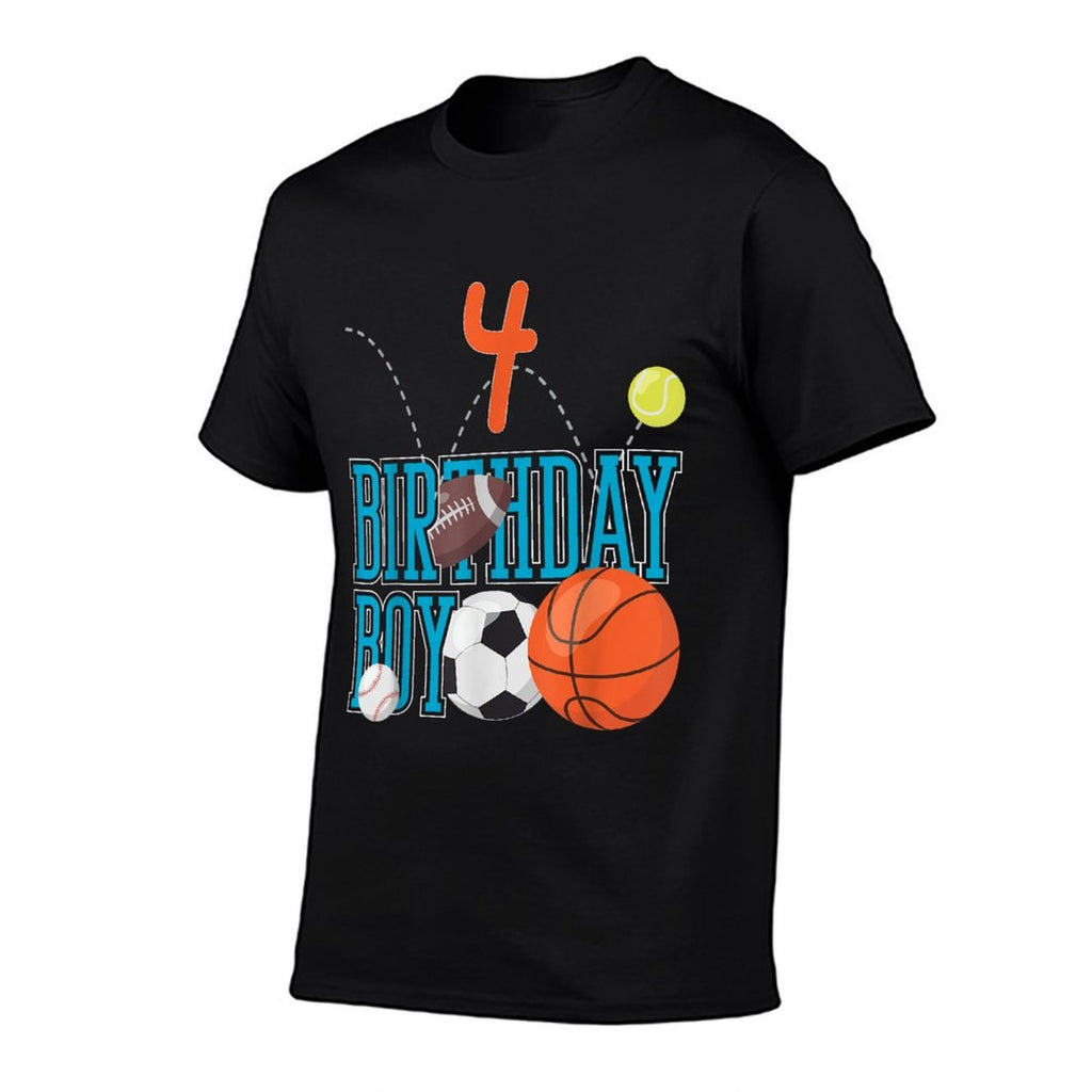 4 Years Old Birthday Boy Sports Matching Family  High-quality Stitching T-Shirt