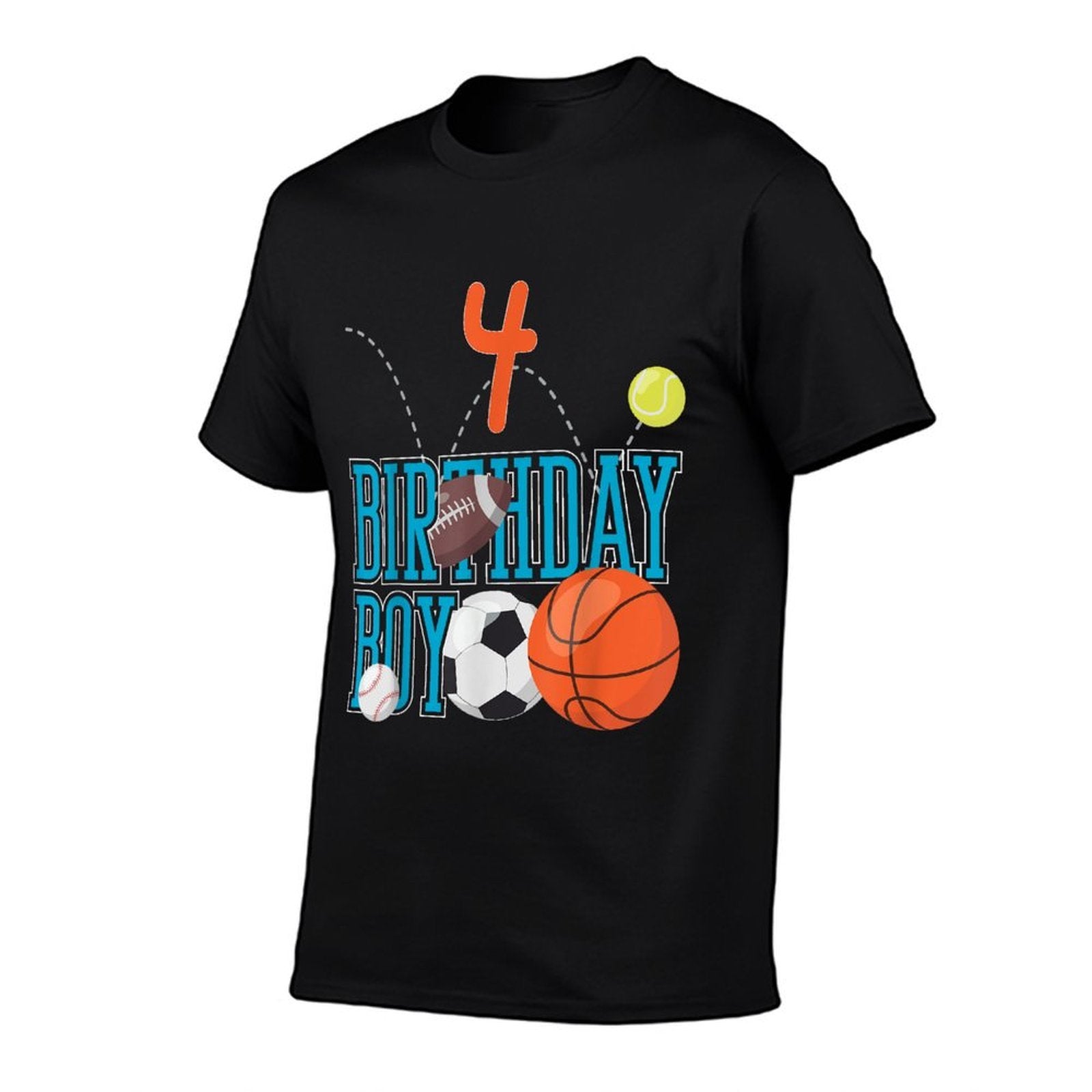 4 Years Old Birthday Boy Sports Matching Family  High-quality Stitching T-Shirt