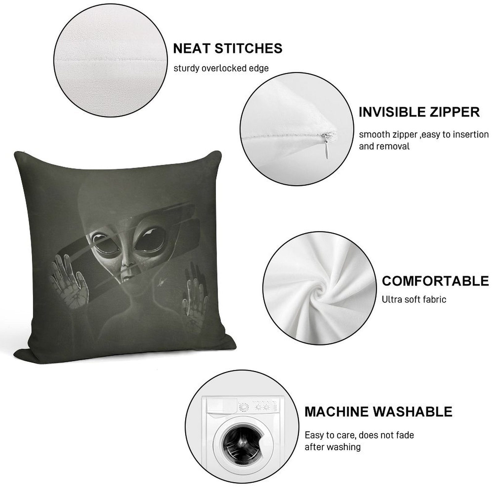 Alien Soft Decorative Cover Throw Pillow