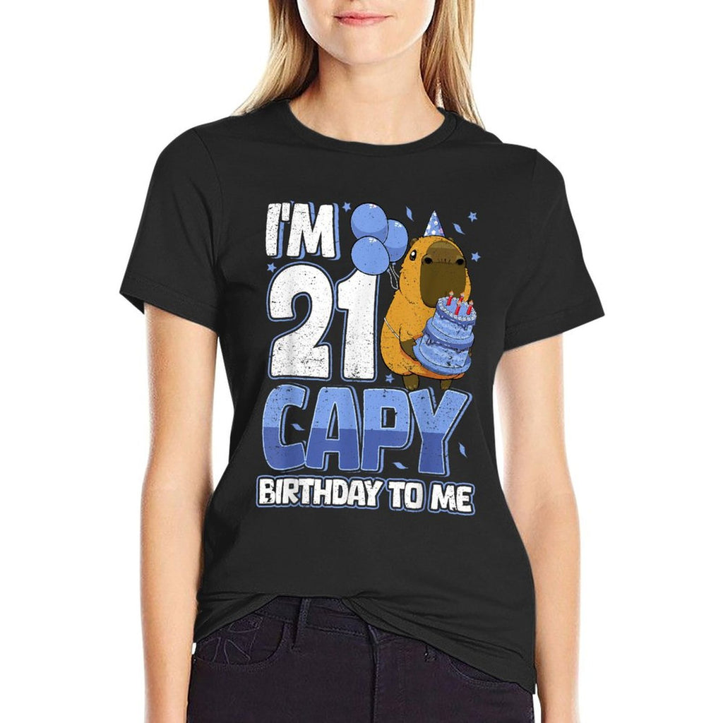 21 Years Capy Birthday to Me Boys 21st Birthday Capybara  Easy-care T-Shirt