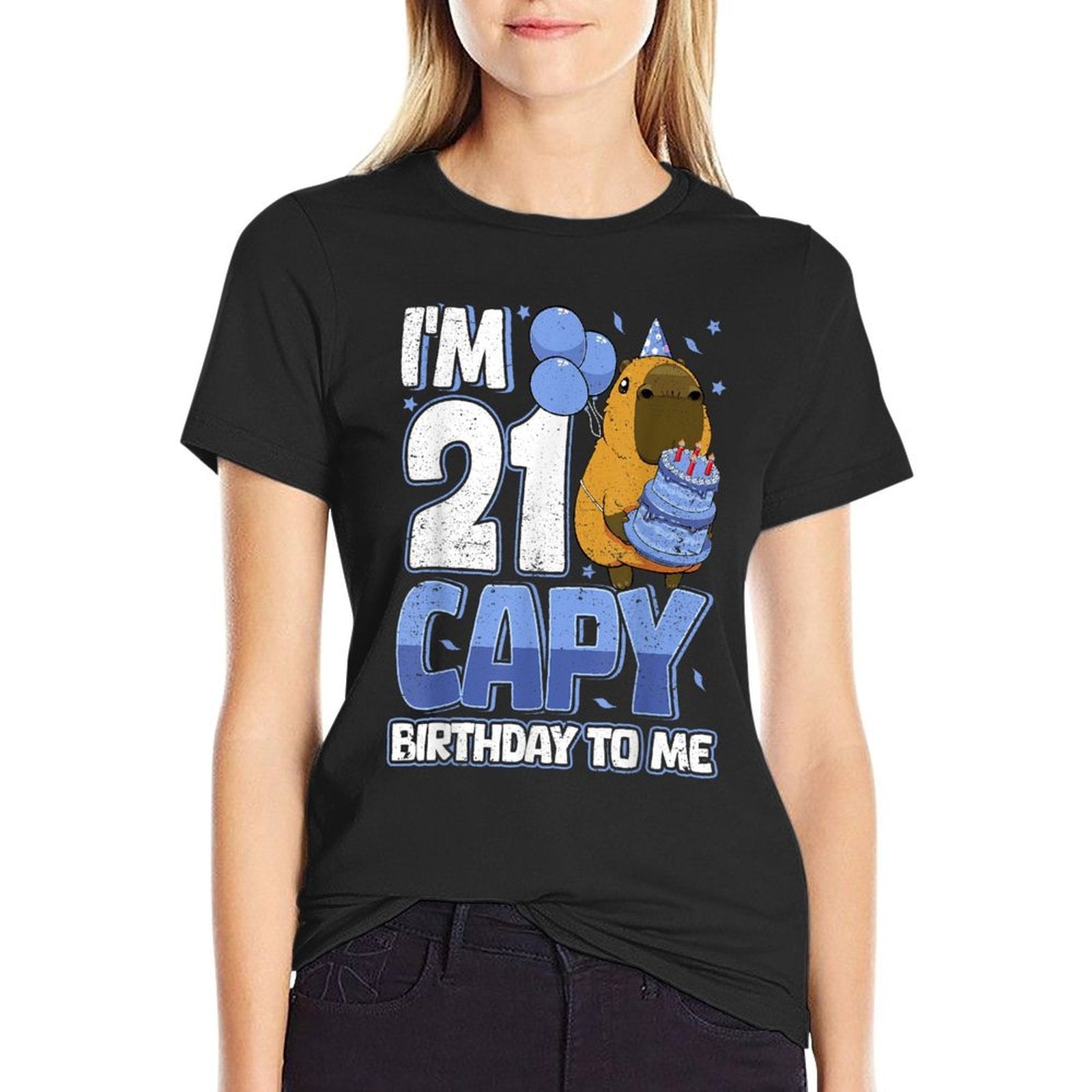 21 Years Capy Birthday to Me Boys 21st Birthday Capybara  Easy-care T-Shirt