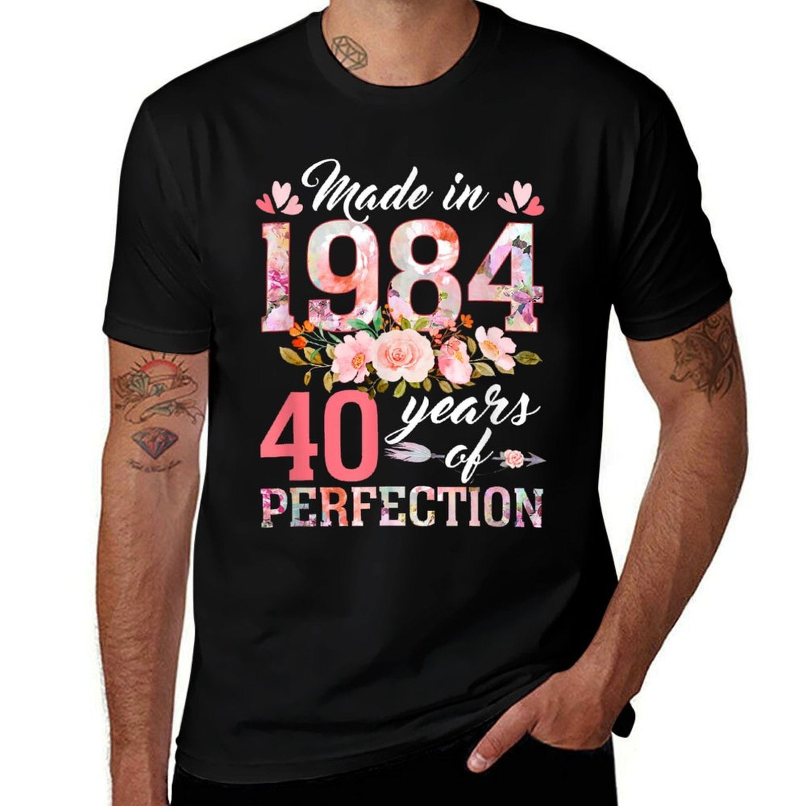 40 Years Old Gifts Women Born In 1984 Floral 40th Birthday  Versatile T-Shirt