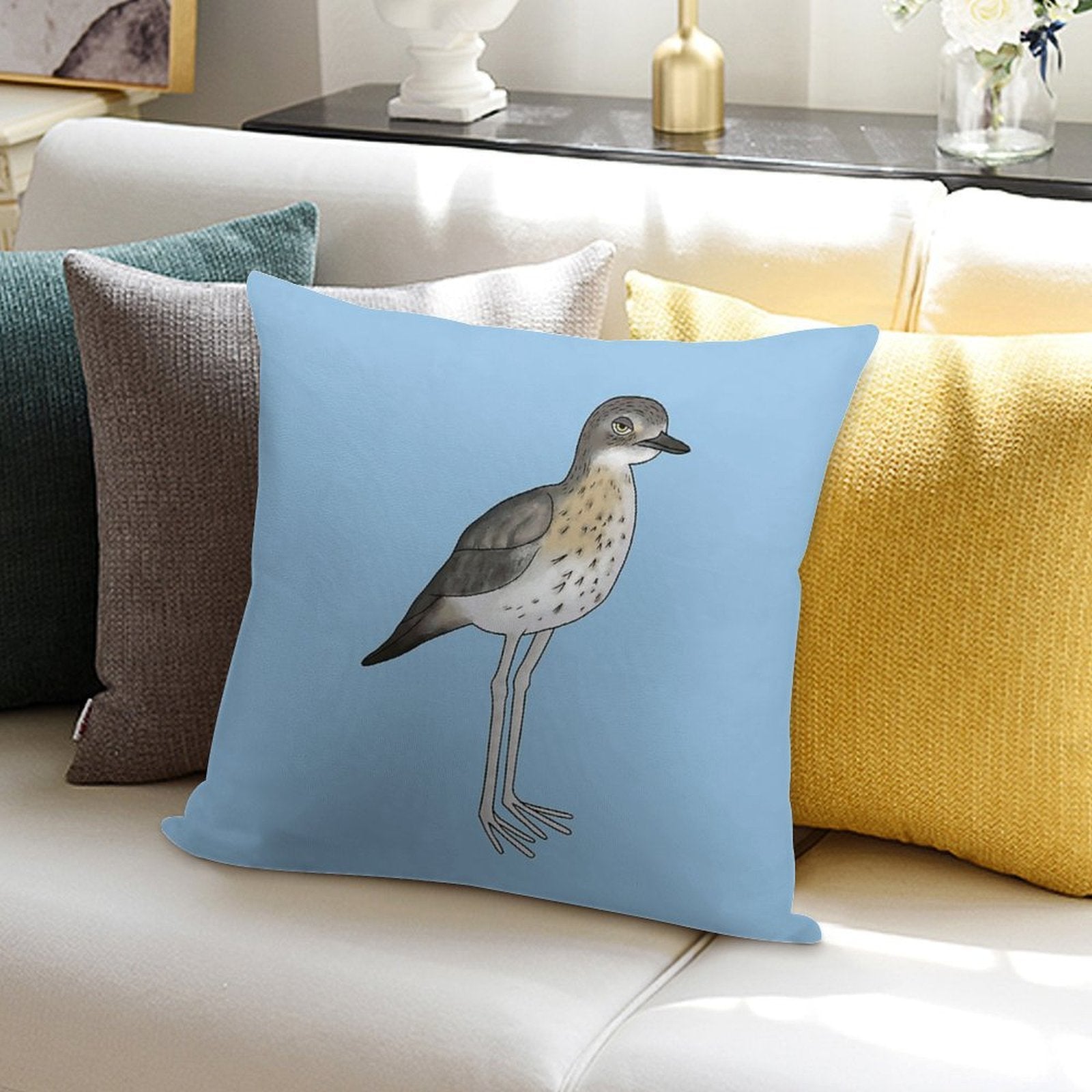 Annoyed Bush Stone Curlew Soft High-Density Material Throw Pillow