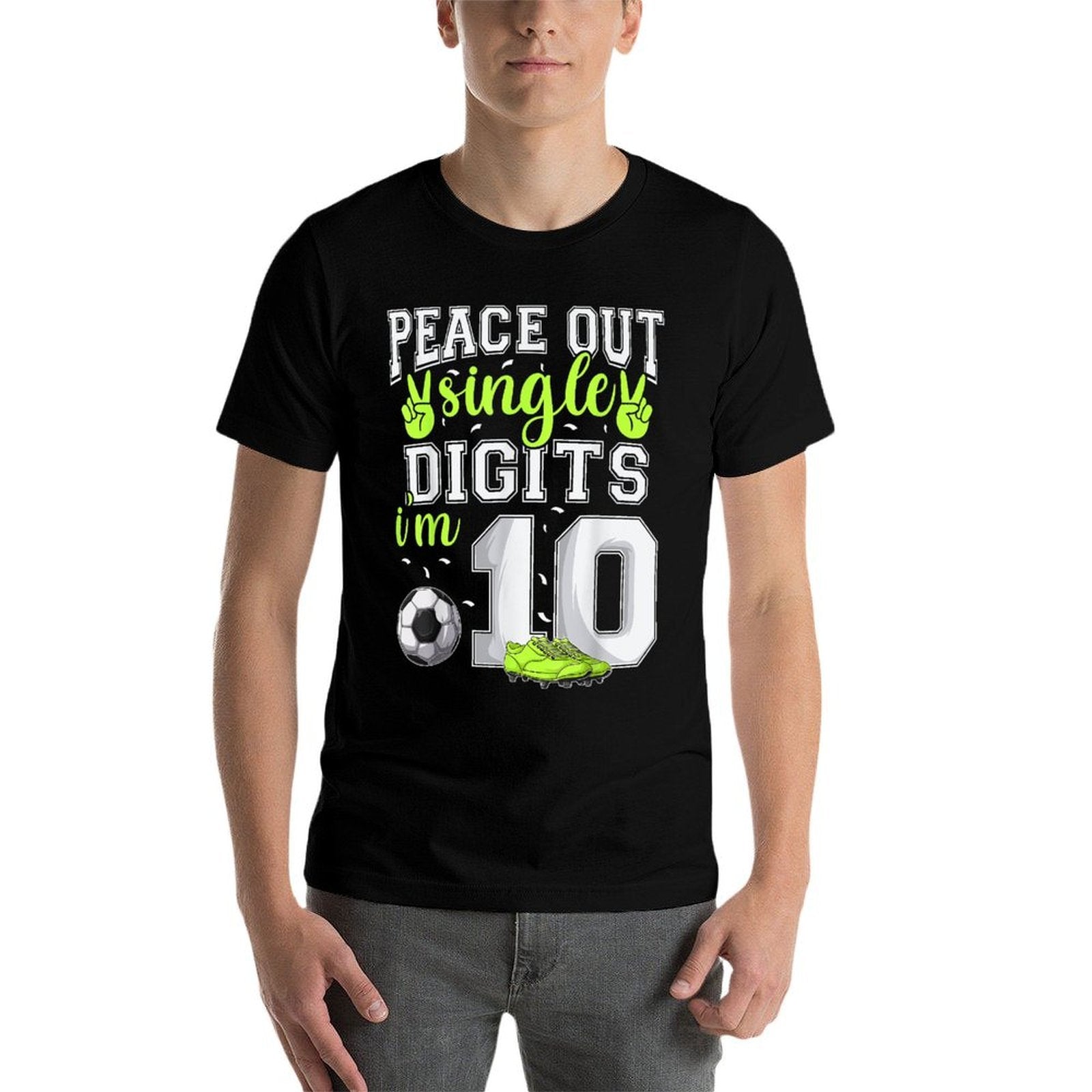 10th Birthday Boys Soccer Peace Out Single Digits  Lightweight T-Shirt