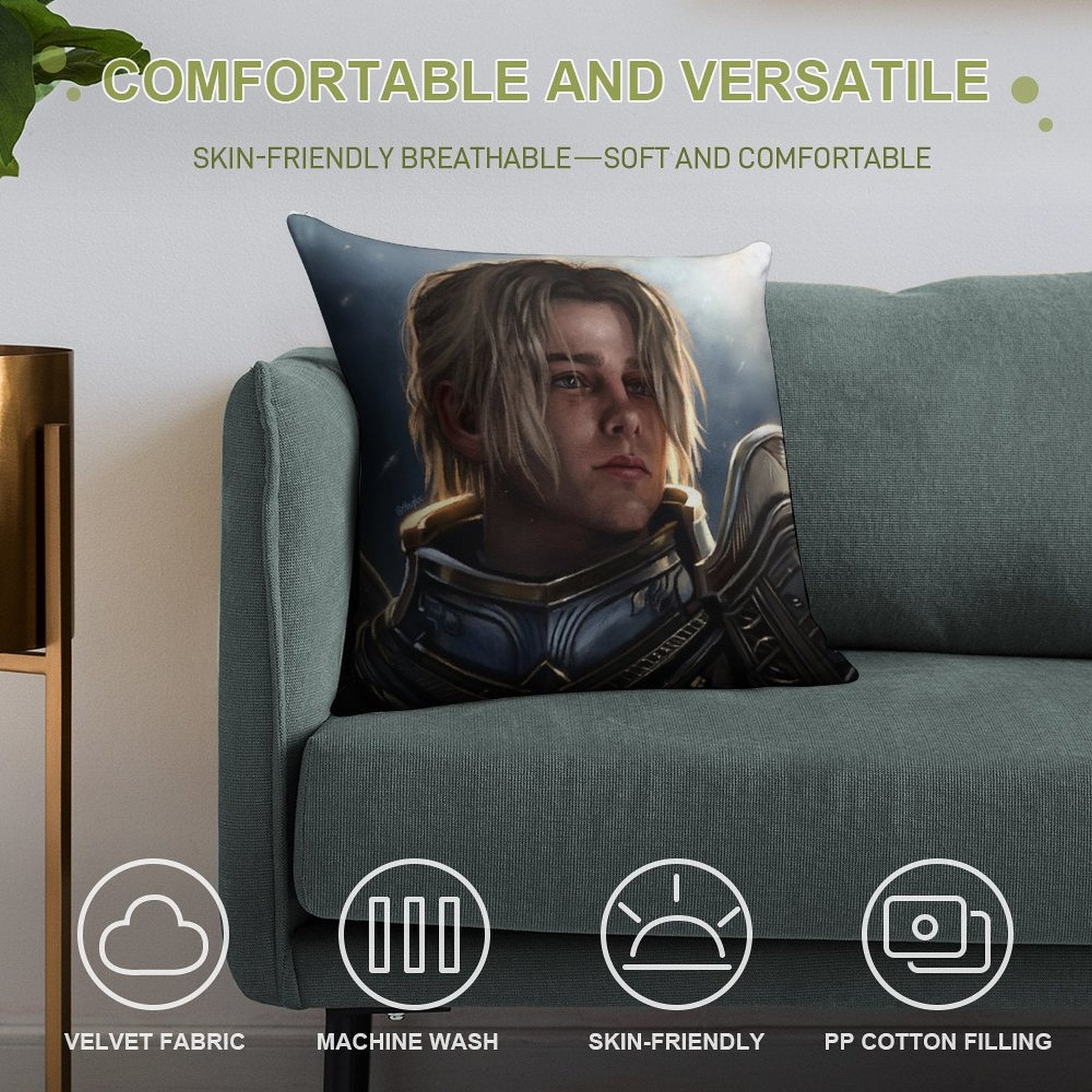 Anduin Wrynn Soft Gift Ready Throw Pillow