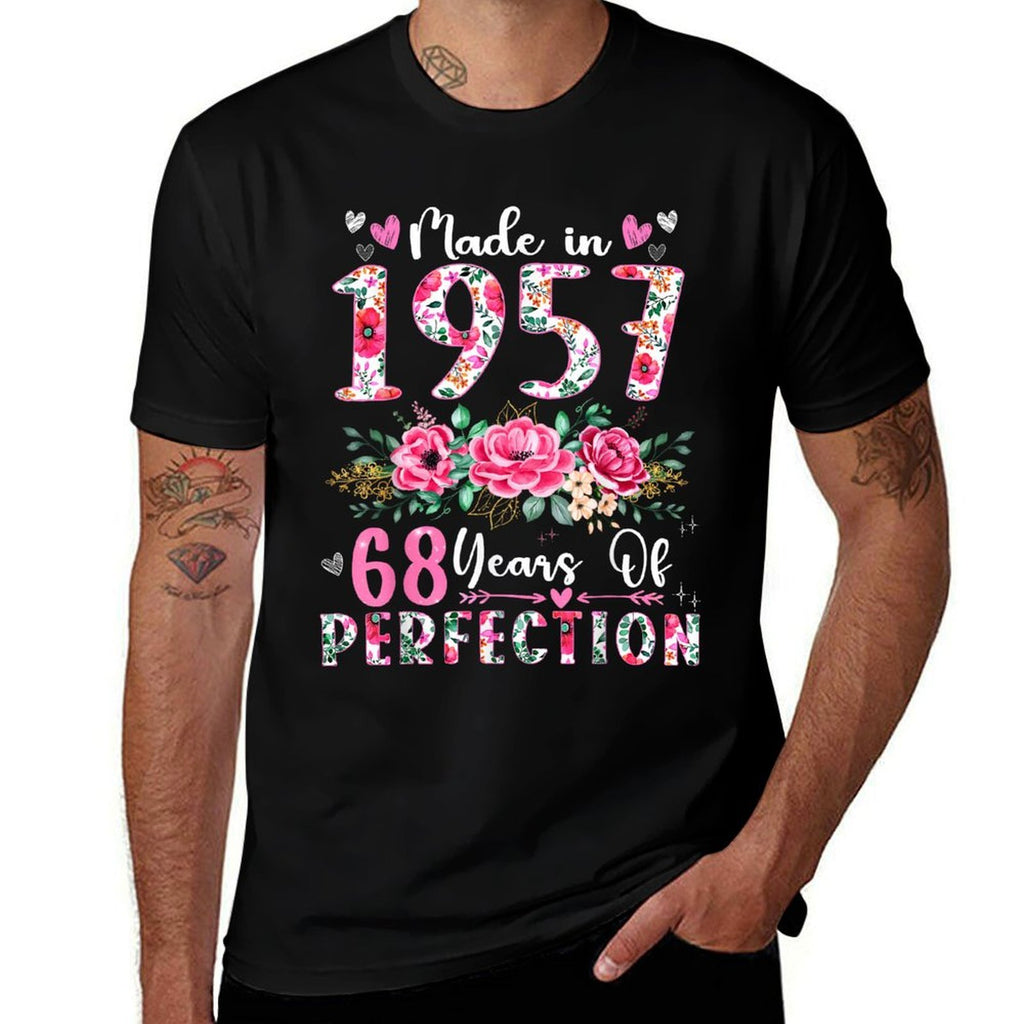 68 Year Old Made In 1957 Floral 68th Birthday Women  Eco-friendly Material T-Shirt
