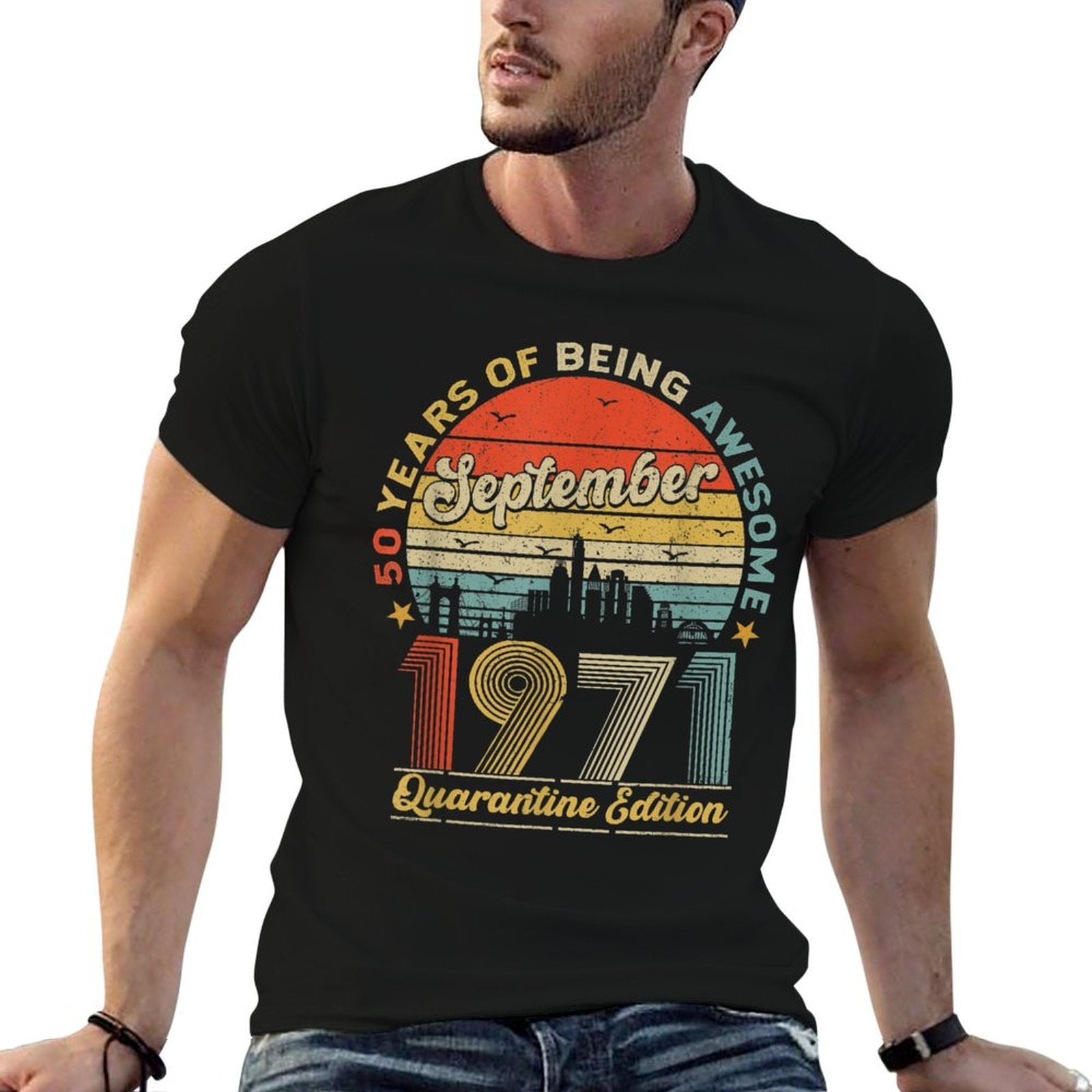 50th Birthday Decoration September 1971 Men Women 50Year Old  Moisture-wicking T-Shirt