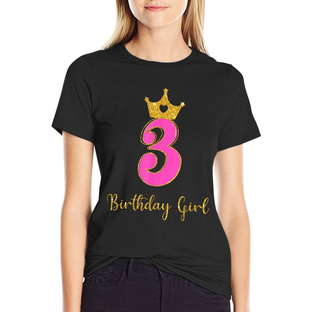 3rd Birthday Girls 3 Three Year Old Birthday Party Toddler  High-quality Stitching T-Shirt