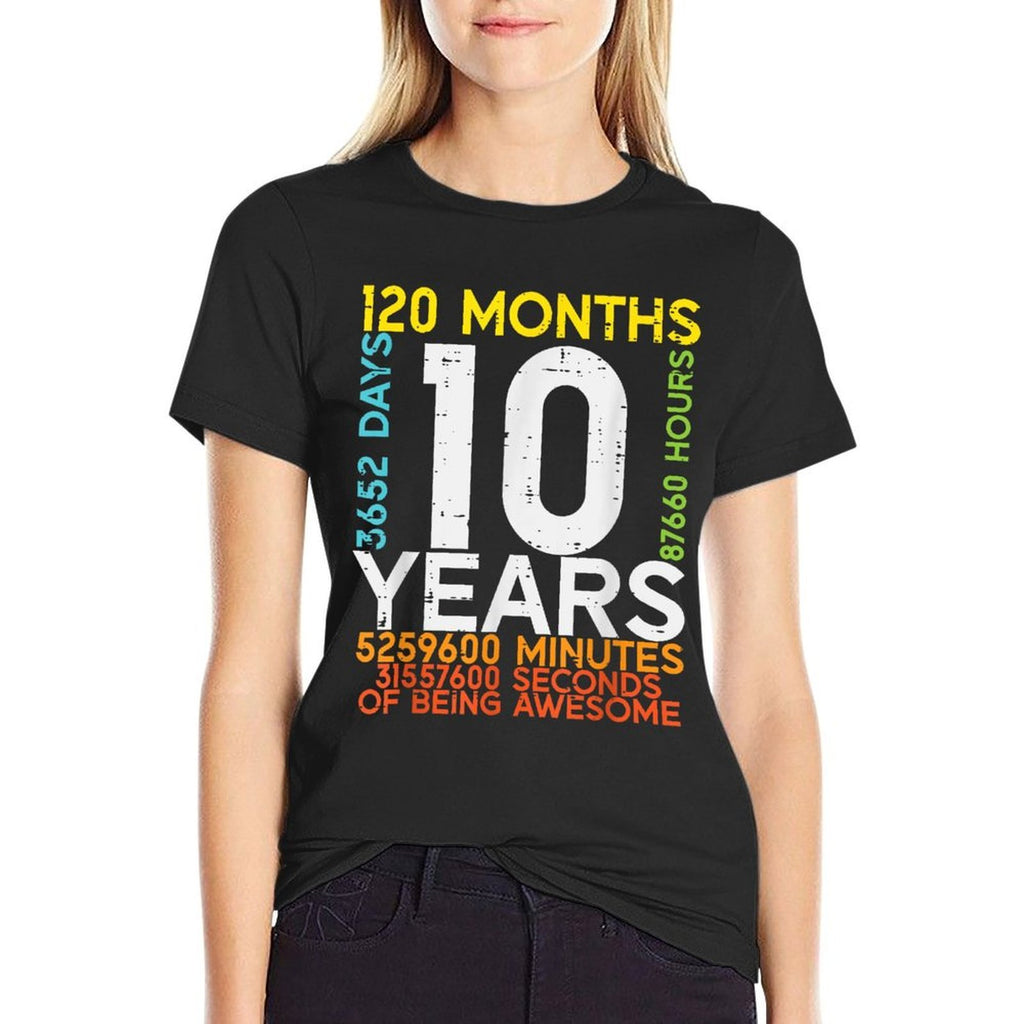 10 Years 120 Months 3652 Days 10th Birthday Boys Girls Kids  Affordable Price T-Shirt