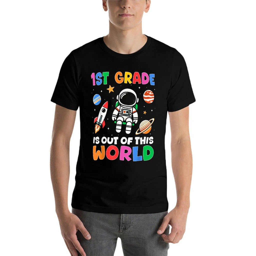 1st Grade Student Teacher Astronaut Space Back To School  Fade-proof Color T-Shirt