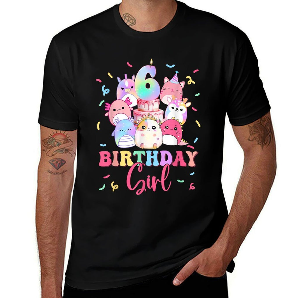 6th Birthay Girl Party Funny Squish Squad 6 Years Old Kids  Odor-resistant T-Shirt