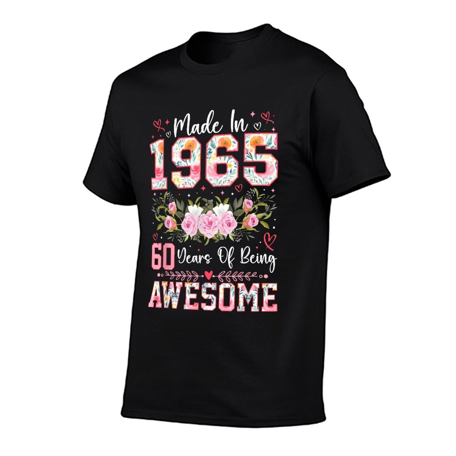 60 Year Old Made In 1965 Floral 60th Birthday Women  Oversized Silhouette T-Shirt