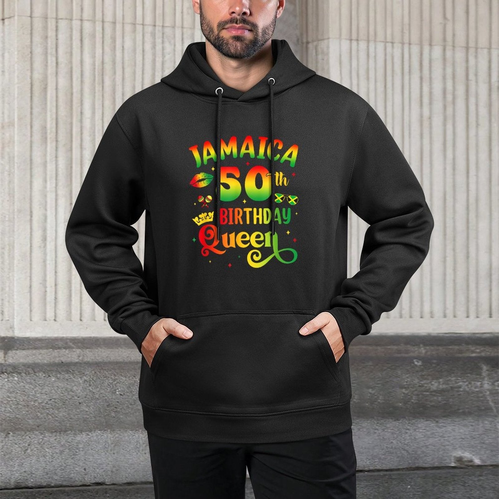 50Th Birthday Queen Jamaica Birthday Girl Matching Party Shrink-Resistant Hoodie