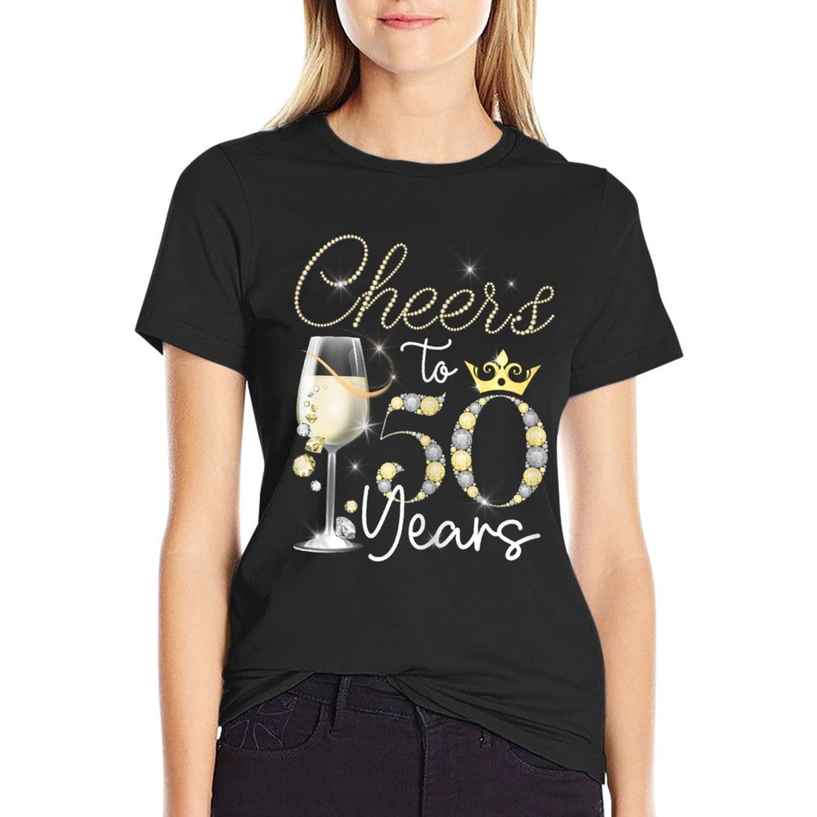50th Birthday Decorations Women Cheer To 50 Years Old Gifts  Slim-fit Cut T-Shirt