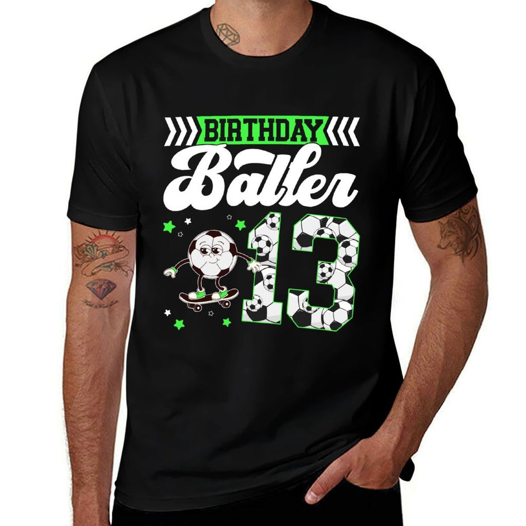 13th Soccer Birthday Party Thirteen Year Old Soccer Player  Heathered Texture T-Shirt