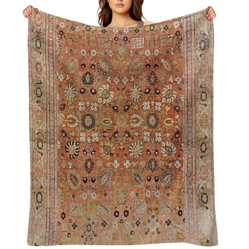Antique Tabriz Persian Rug Print Anti-pilling Throw Blanket