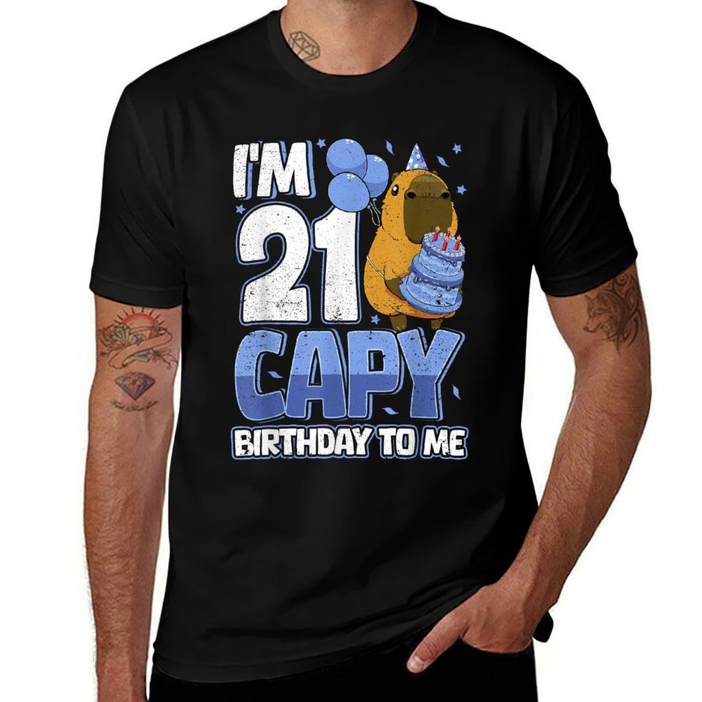 21 Years Capy Birthday to Me Boys 21st Birthday Capybara  Easy-care T-Shirt