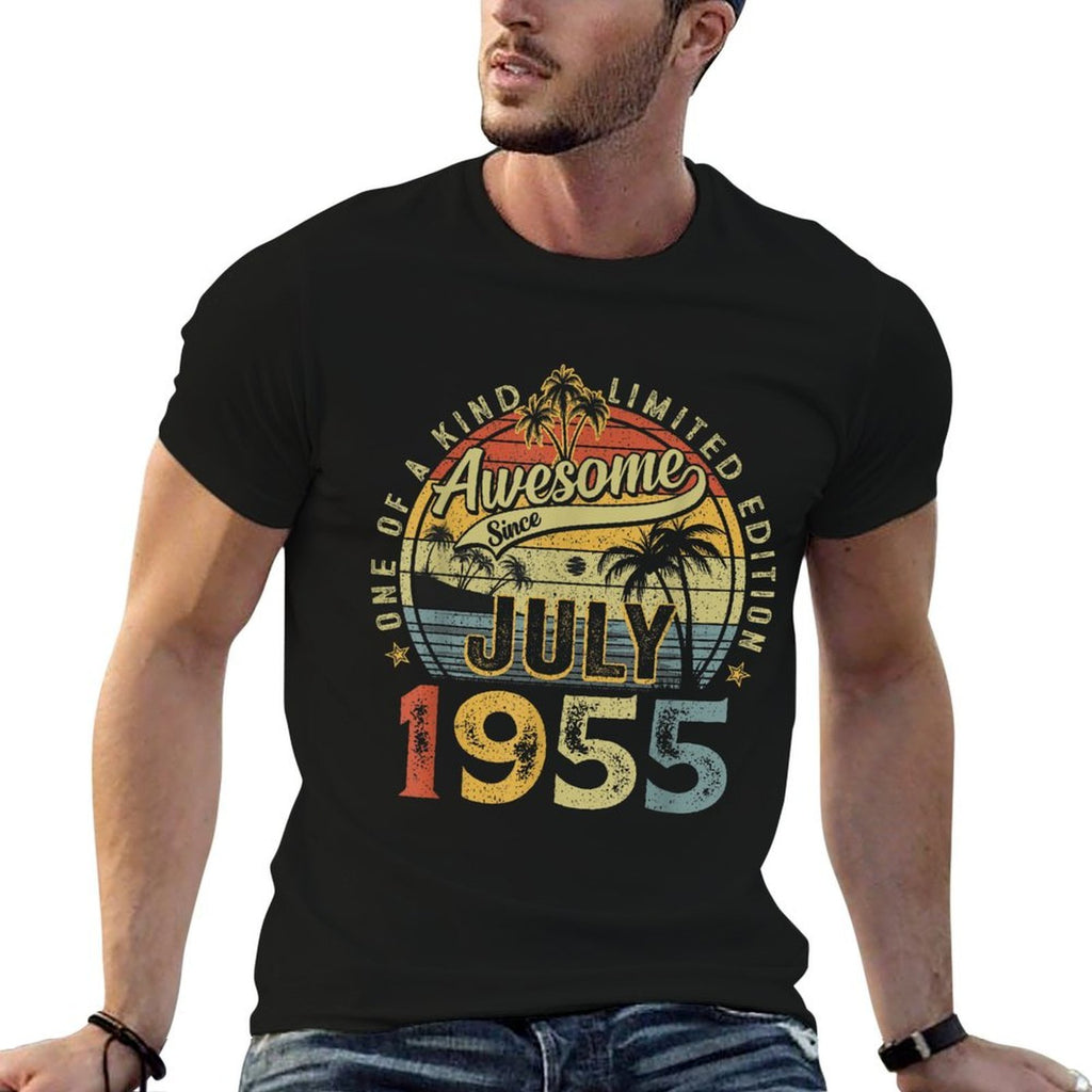 70 Years Old Vintage July 1955 Retro 70th Birthday Men Women  Polyester Blend T-Shirt
