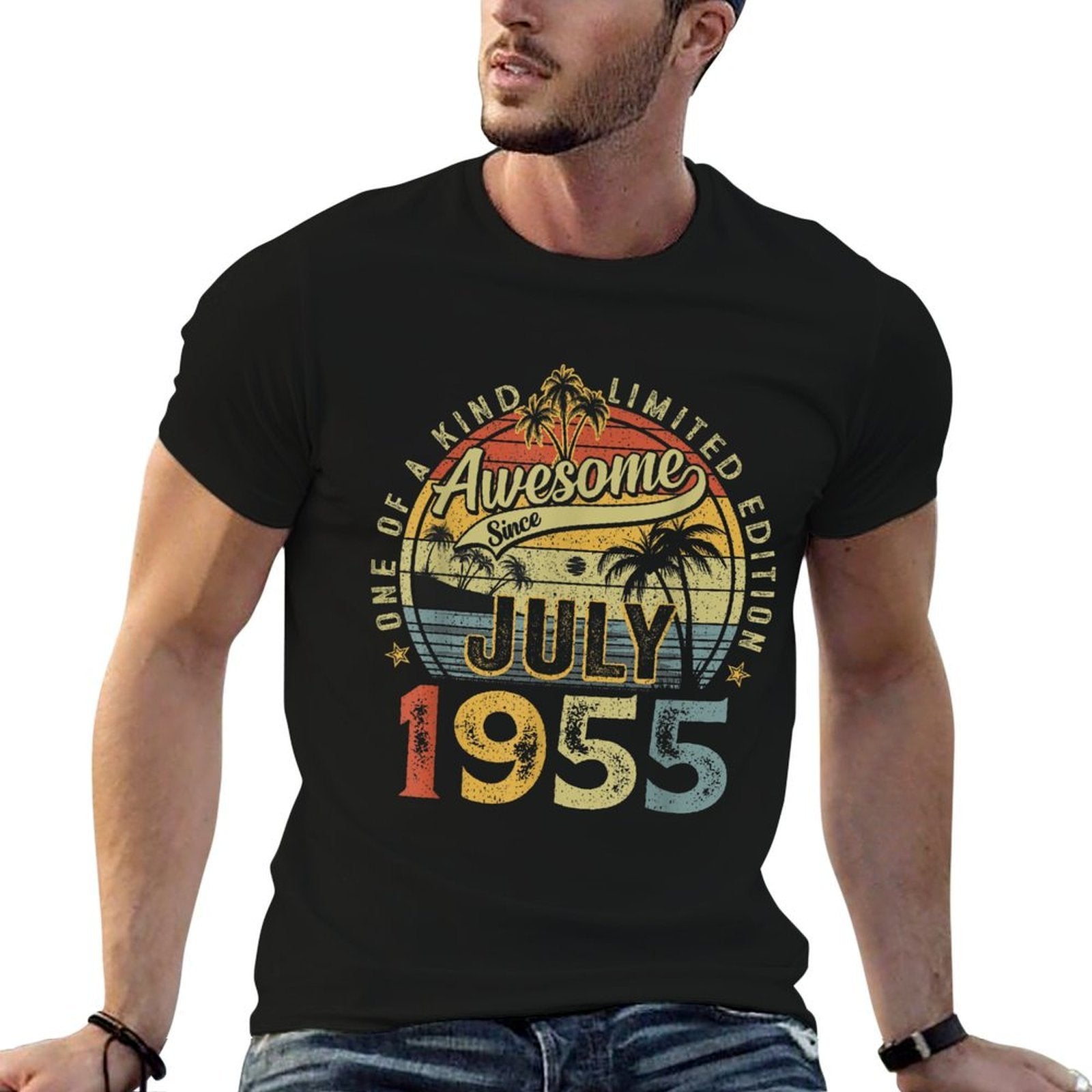 70 Years Old Vintage July 1955 Retro 70th Birthday Men Women  Polyester Blend T-Shirt