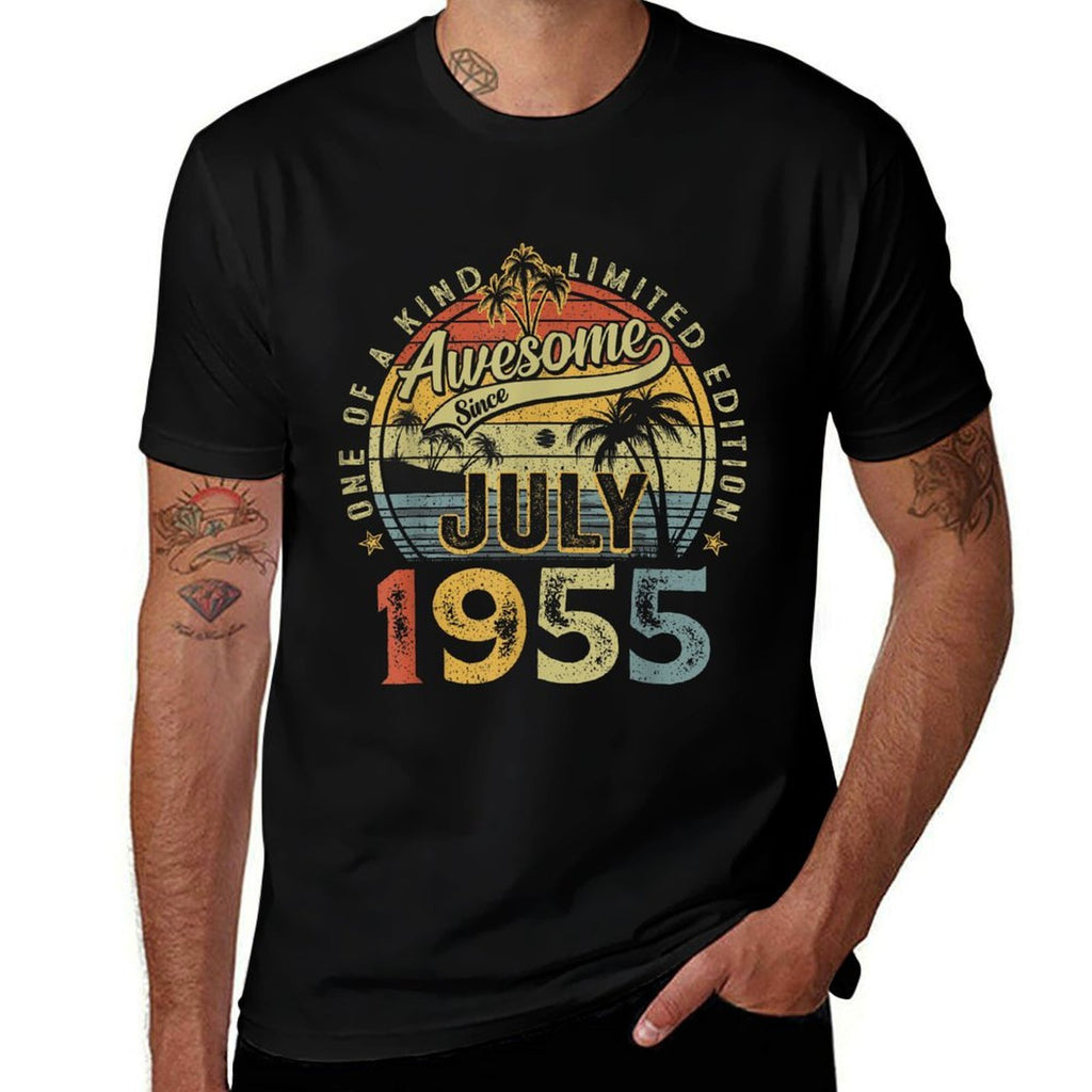 70 Years Old Vintage July 1955 Retro 70th Birthday Men Women  Polyester Blend T-Shirt