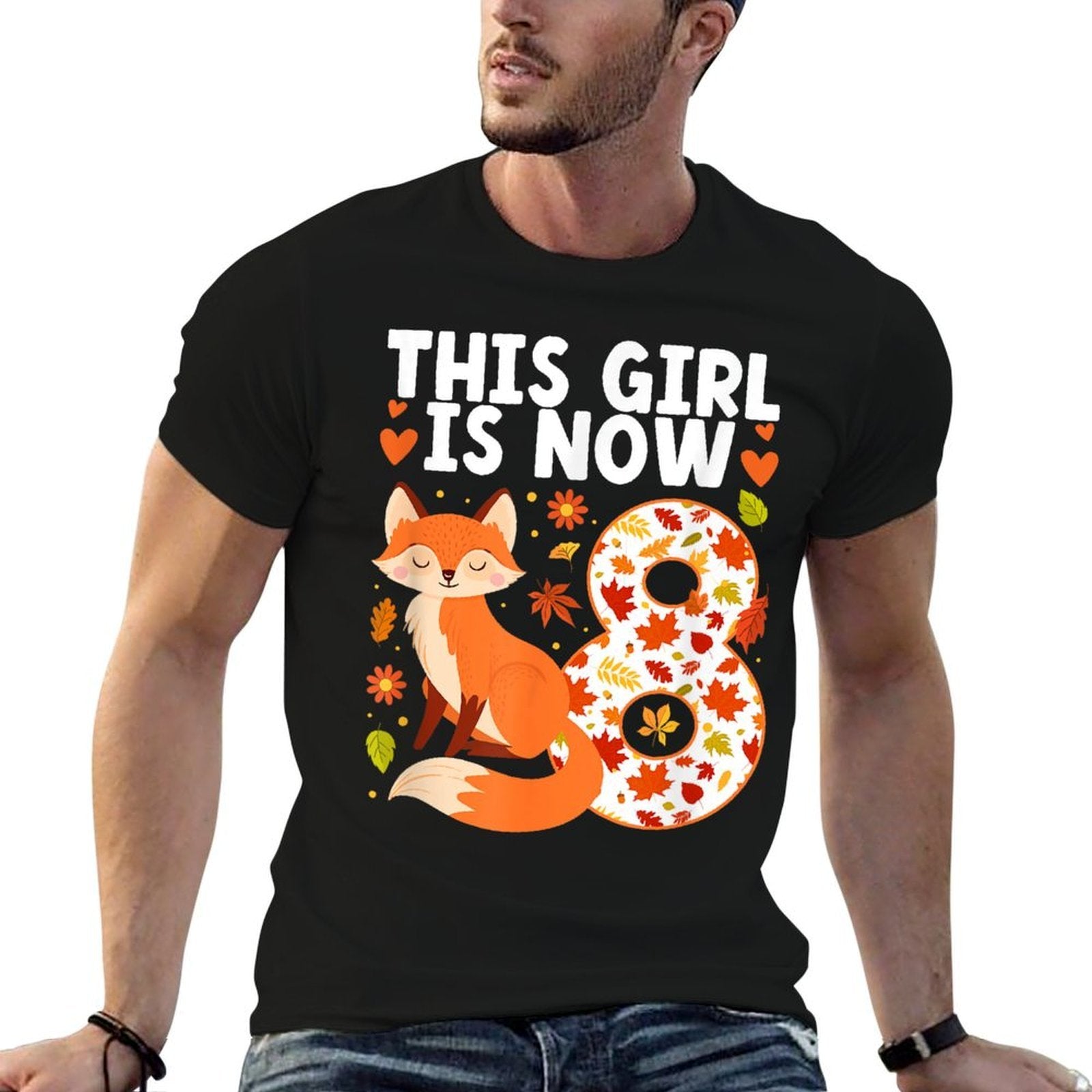 8th Fox Birthday Party 8 Year Old Girl Foxes Birthday Fox  Versatile T-Shirt